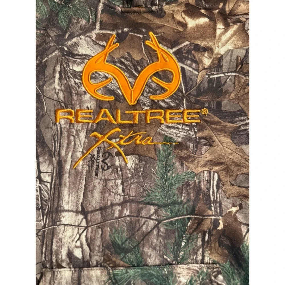 Realtree Xtra Camo Hoodie Kids Large Orange Embroidered Logo Pullover Sweatshirt